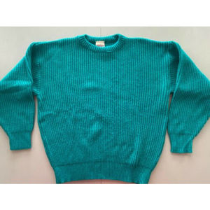 Huntington Ridge Cable Sweater Crew Neck Made USA Turquoise Blue Womens Sz M